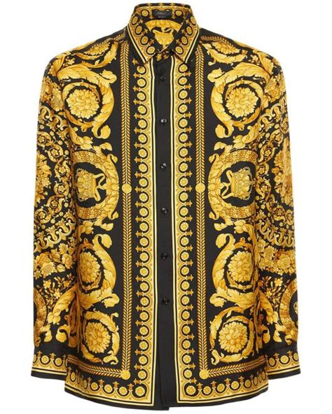 versace barocco printed silk twill shirt|versace baroque print.